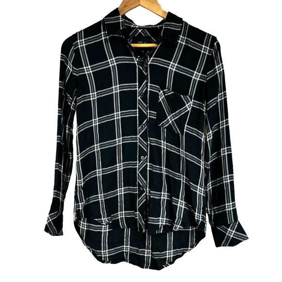 Rails NWT Hunter Button Front in Ash Cream Grey Plaid Size XS Long Sleeve Top - Picture 2 of 9